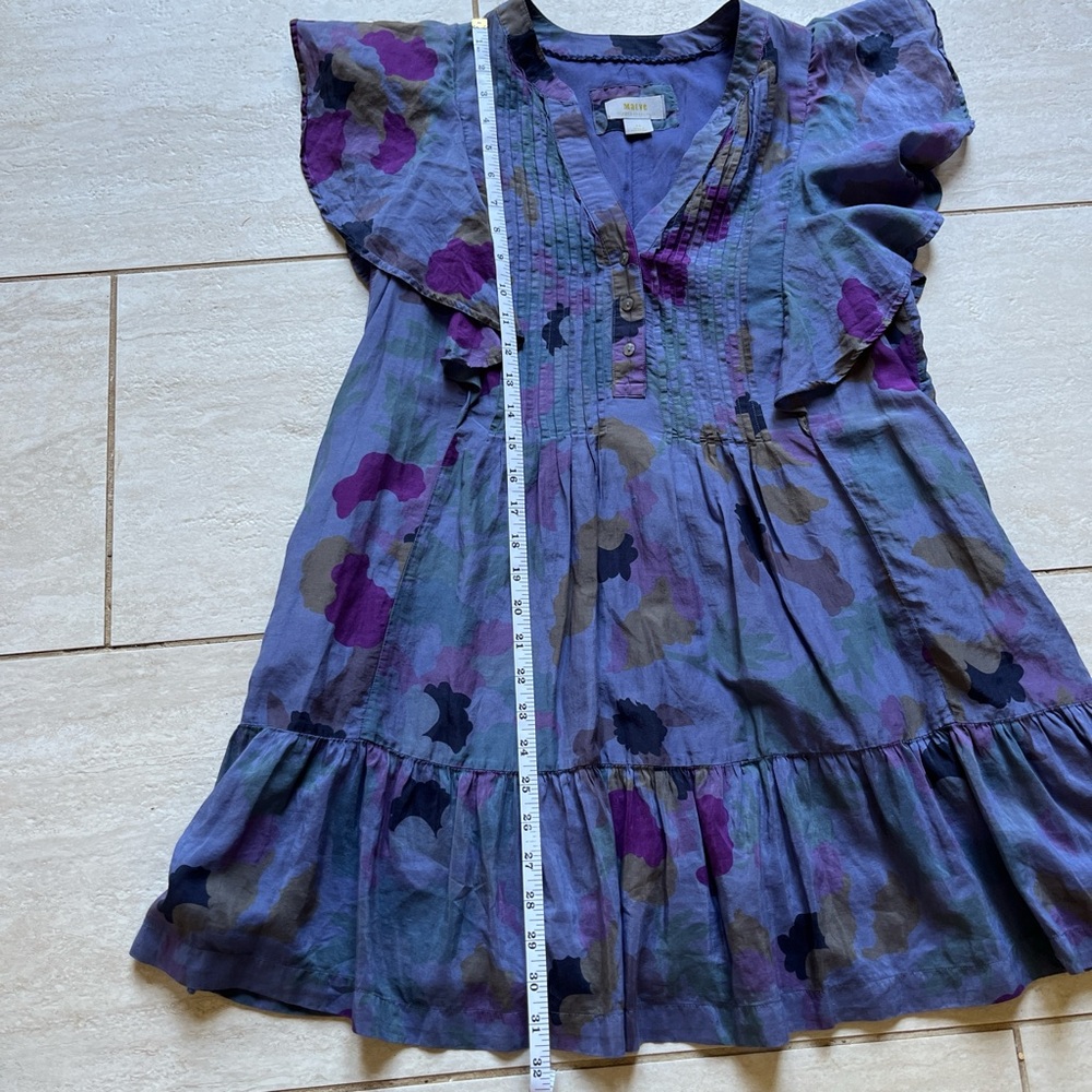 Anthropologie Maeve Blue Purple Ruffle Midi Dress SP - Picture 3 of 7